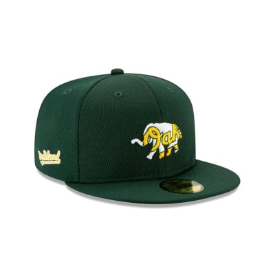 Green Oakland Athletics Hat - New Era MLB Batting Practice 59FIFTY Fitted Caps USA9057481